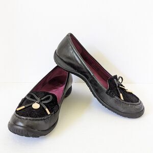 Dr Andrew Weil Black Leather Suede Loafers Size 7.5M Ortho Comfort Flats Venice